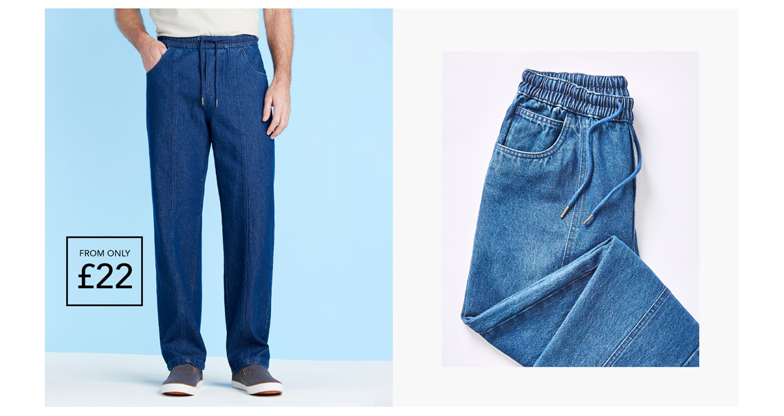 Shop Mens Elasticated Jeans